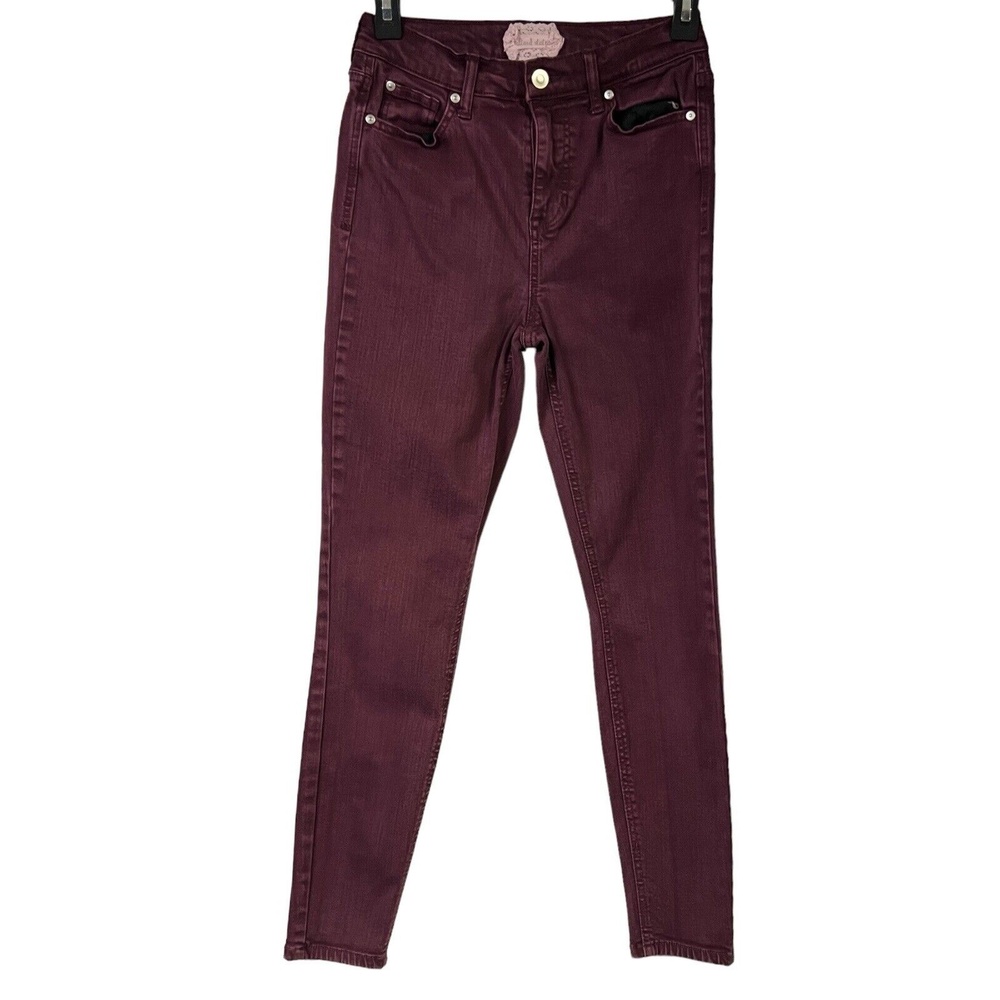 Altar’d‎ State Skinny Jeans Juniors 26/3 Burgundy 5-Pocket Stretch Boho Festive